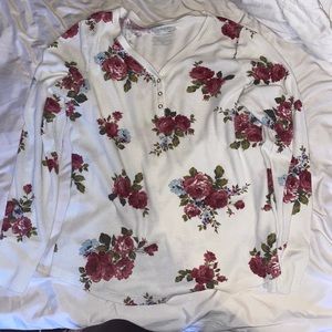 White long sleeve floral top